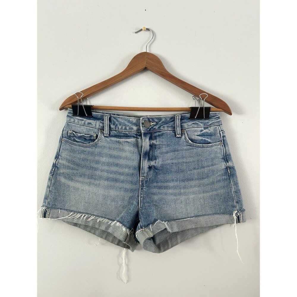 PAIGE Jimmy Jimmy Shorts 28 Denim‎ Cuffed Raw Hem Distressed Mid Rise
